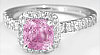 Pink Sapphire and Diamond Halo Ring in white gold