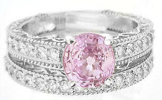 Light Pink Saphire Engagement Ring with Diamonds