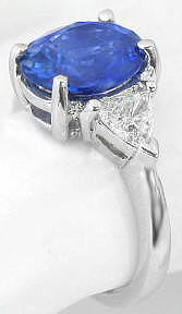 3 stone Diamond and Sapphire Ring