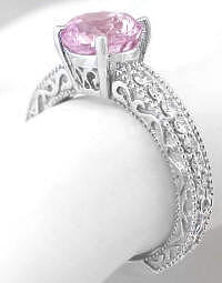 Baby Pink Sapphire Ring in White Gold