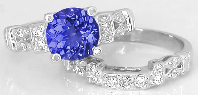 Wedding rings tanzanite and diamond