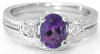 3 stone Amethyst and White Sapphire Engagement Ring