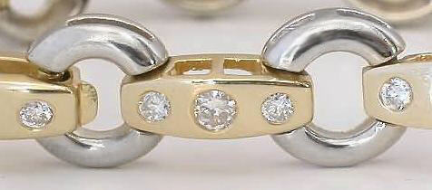 2.15 ctw Circle-Bar Link Diamond Bracelet in 14k white and yellow gold