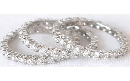Diamond eternity stack rings