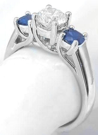 Diamond and Blue Sapphire Engagement Ring from MyJewelrySource 