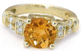 Checkerboard Faceted Citrine Rings