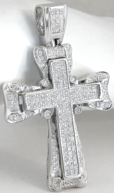 Diamond Cross Pendants on Carat Princess Cut And Round Diamond Cross Pendant In 14k