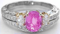 Pink sapphire engagement ring set