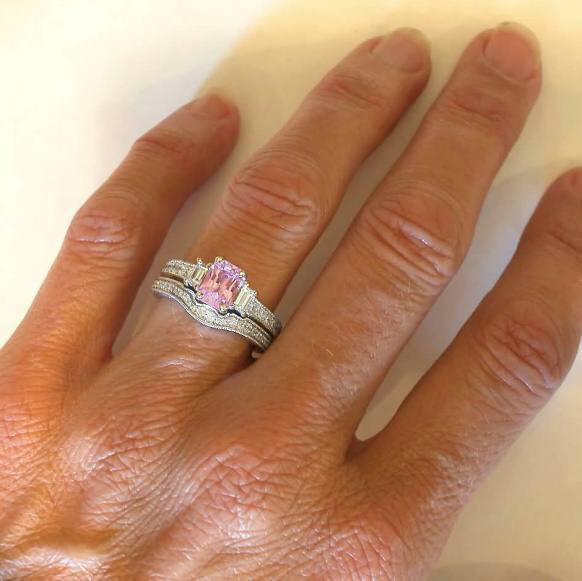 Pink Sapphire Diamond Engagement Ring jewelry pink sapphire item 