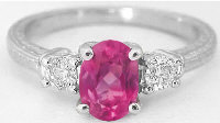 Rubellite Engagement Ring with Engraving