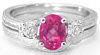 Rubellite and White Sapphire Engagement Ring with Engraving