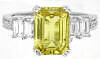 Large Emerald Cut Yellow Sapphire and Diamond Ring