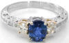 Blue sapphire and diamond engagement ring.