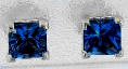 Princess Cut Sapphire Earrings. Ceylon.