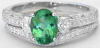 Vintage Green Tourmaline and Diamond Engagement Ring in 14k white gold