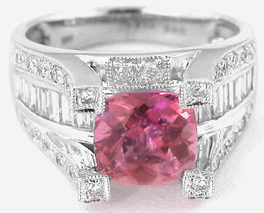 Pink tourmaline wedding rings