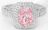 Natural Unheated Untreated Padaparadscha Sapphire and Diamond Ring