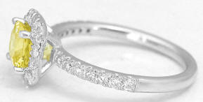 Cushion Cut Yellow Sapphire Diamond Halo Ring
