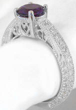 Vintage Engraved Amethyst Engagement Rings