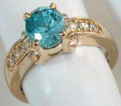 Blue Zircon Rings in 14k Gold in 14k yellow gold