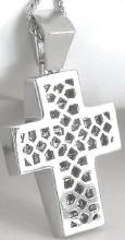Bold 4.5 carat Princess Cut Diamond Cross Pendant in 18k White Gold
