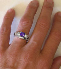 Amethyst White Sapphire Three Stone Engagement Rings