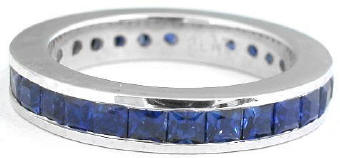 Channel Set Princess Cut Sapphire Eternity Bands in platinum