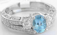 Aquamarine Diamond Engagement Rings in 14k white gold