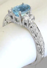 Vintage Style March Birthstone Rings in 14k white gold