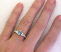 Antique Style Aquamarine Rings in 14k white gold