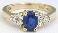 Natural sapphire band ring in 14k yellow gold