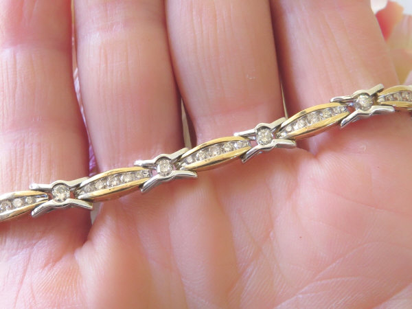 2.25 ctw Channel and Bezel Set Diamond Bracelet in 14k white and yellow gold