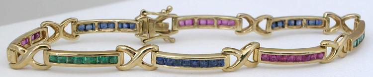 Ruby Sapphire Emerald Bracelet