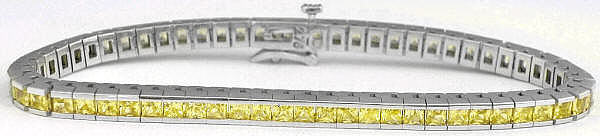 Princess Cut Yellow Sapphire Bracelet in 14k white gold