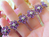 Amethyst Heart Cut Flower Tennis Bracelet  in a 14k yellow gold setting