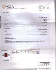 GIA Ruby Report for ruby ring in 14k white gold