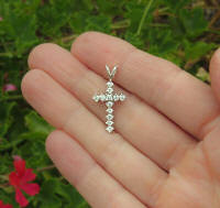 Real Diamond Cross Necklace in 14k white gold for sale
