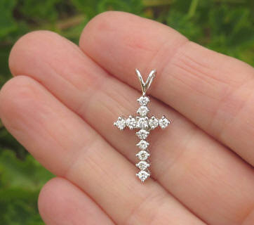 Genuine Diamond Cross Necklace in 14k white gold