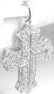 Ornate Diamond Cross Necklace in 14k white gold