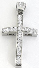 Mens Diamond Cross Pendant in 14k white gold