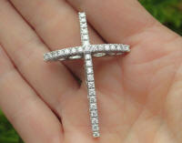 Modern Diamond Cross Pendant in 14k white gold for sale