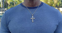 Large Men's 3 carat real diamond cross in yellow gold for sale