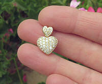 Real Pave Diamond Heart Pendant in 14k yellow gold