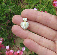 genuine Pave Diamond Heart Pendant in solid 14k yellow gold for sale