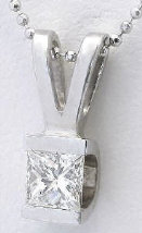 Princess Cut  Diamond Solitaire Pendant  in 14k white gold