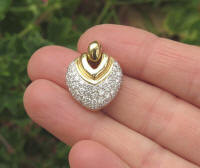 1 carat natural Pave Diamond Pendant in 14k yellow gold for sale