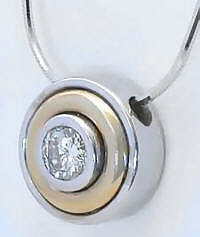 0.40 carat Bezel Set Diamond Solitaire Necklace in 14k white and yellow gold