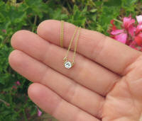 Woman's Real Diamond Solitaire Necklce gift in 14k yellow gold for sale