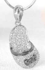 Pave Diamond Sandal Pendant in 18k white gold