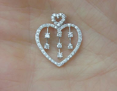 Open Design Real Diamond Heart Pendant in 18k white gold